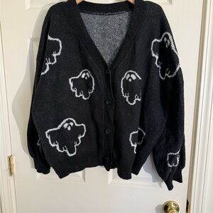 SHEIN Black Ghost Pattern Cardigan